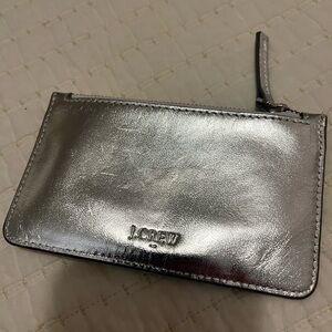 J. Crew Metallic Silver Leather Pouch